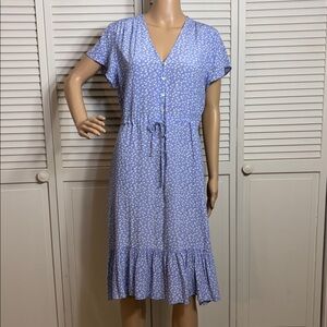 Rails Kiki Sky Blue Periwinkle Daisies Floral Midi Dress Medium